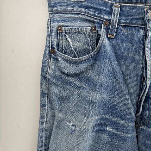 Vintage Levis Single Stitch Redline Selvedge #6 Button 70s 32x32 Thrashed - Picture 11 of 16